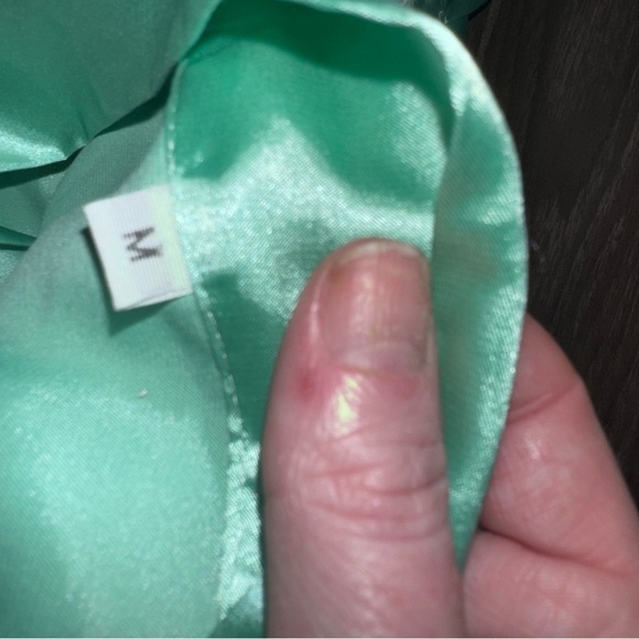 Mint Green Kimono Style Rhinestone BRIDESMAID Monogram Short Robe W Pockets M - Picture 7 of 16